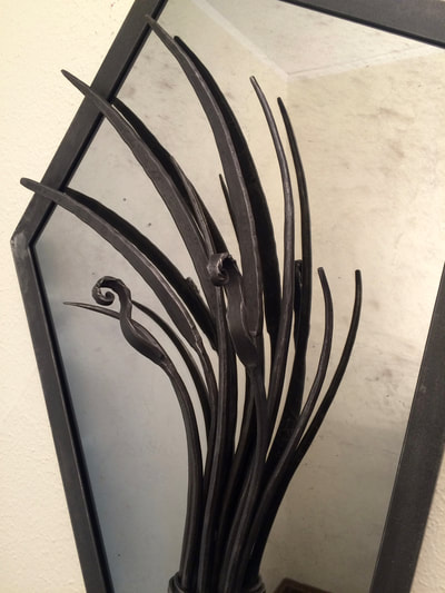 blacksmith Chicago custom frame mirror antique metalwork plants organic